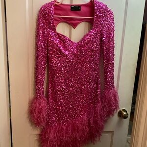 Pink Sequin Cocktail Heart Dress ASOS
